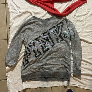 Victoria's Secret Gray and Black Crew Neck Sweater